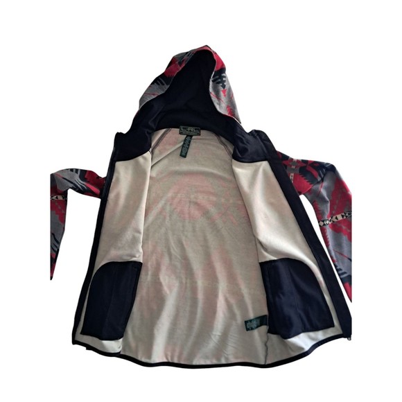 Lauren Ralph Lauren Aztec Navajo‎ Southwestern Full Zip Hoodie Red Women's Small - Picture 8 of 13